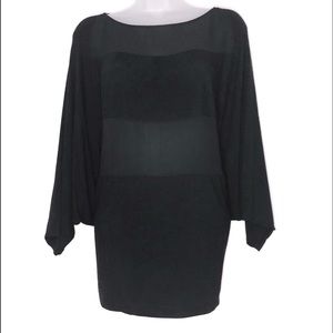 Ogle Anthropologie Black Blouse with sheer panels.
